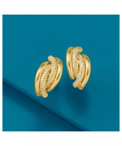 Italian Textured and Polished 18kt Yellow Gold Earrings $106.40 Earrings