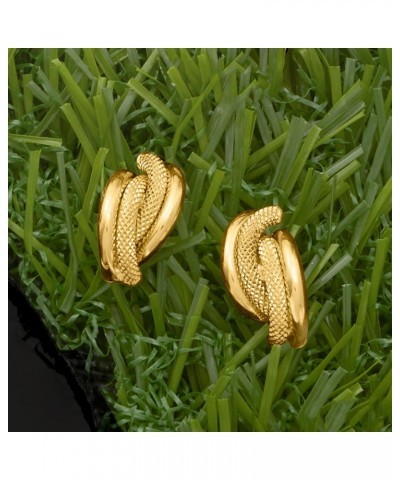 Italian Textured and Polished 18kt Yellow Gold Earrings $106.40 Earrings