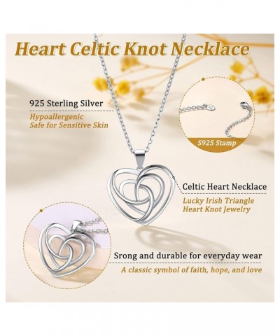 925 Stelring Silver Celtic Knot Necklace, Triquetra Heart/Cross Pendant Necklace Irish Jewelry for Women Girls (with Gift Box...