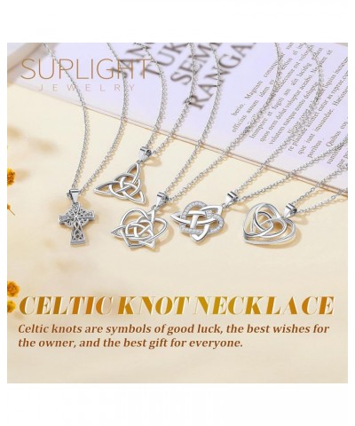 925 Stelring Silver Celtic Knot Necklace, Triquetra Heart/Cross Pendant Necklace Irish Jewelry for Women Girls (with Gift Box...