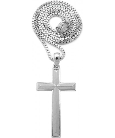 Hip Hop Fashion Polished Cross Pendant Box, Cuban, Rope Chain Necklace Silver / Box Chain 24.0 Inches $10.81 Necklaces