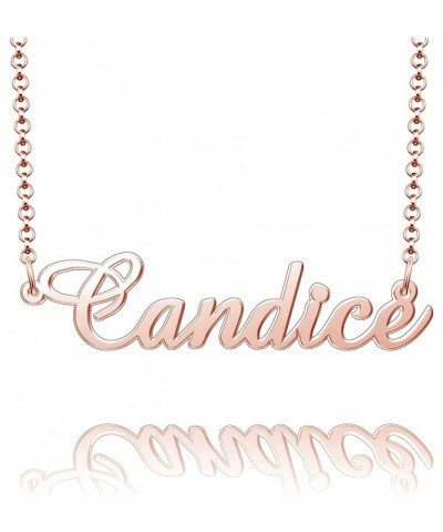 Sterling Silver Pendant Customized Plate Personalized Name Necklace Gift for Women Couple Candice Rose Gold $14.15 Necklaces