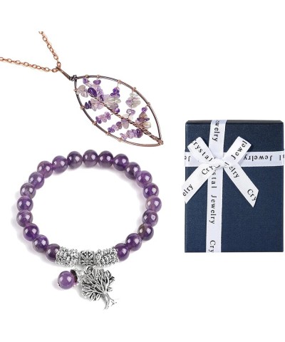 Amethyst Bracelet Set for Girls Women Amethyst Bracelet 3 $8.60 Necklaces