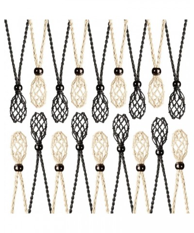 18 PCS Crystal Cage Necklace Holder Necklace Cord Empty Stone Holder Replacement Hand-Woven Necklace Cord with Adjustable Len...