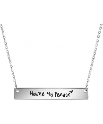 Necklaces for Women Inspirational Stainless Steel Pendant Bar Necklace Girls Gift Jewelry You're My Person $9.10 Necklaces