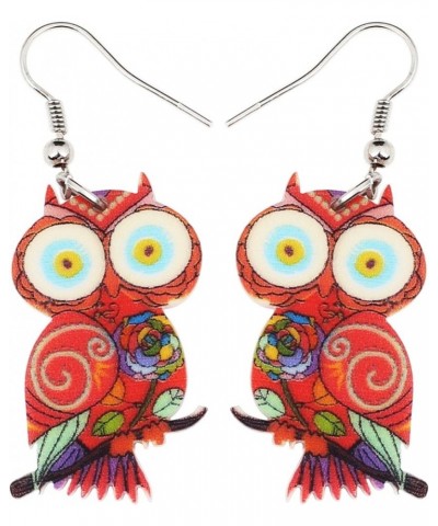 Acrylic Drop Owl Earrings Bird Dangle Funny Design Lovely Gift For Girl Women Kids By The Red $7.79 Earrings