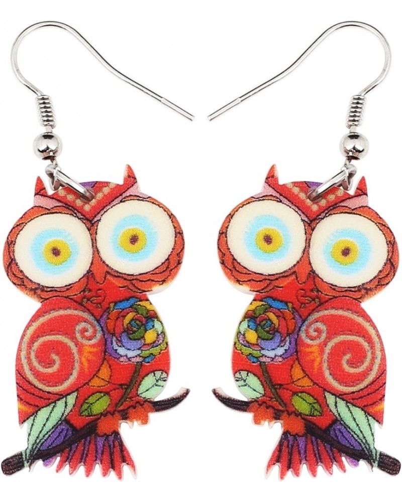 Acrylic Drop Owl Earrings Bird Dangle Funny Design Lovely Gift For Girl Women Kids By The Red $7.79 Earrings